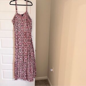 3X (30/32) Boho Rayon Maxi Dress Pink Abstract Print